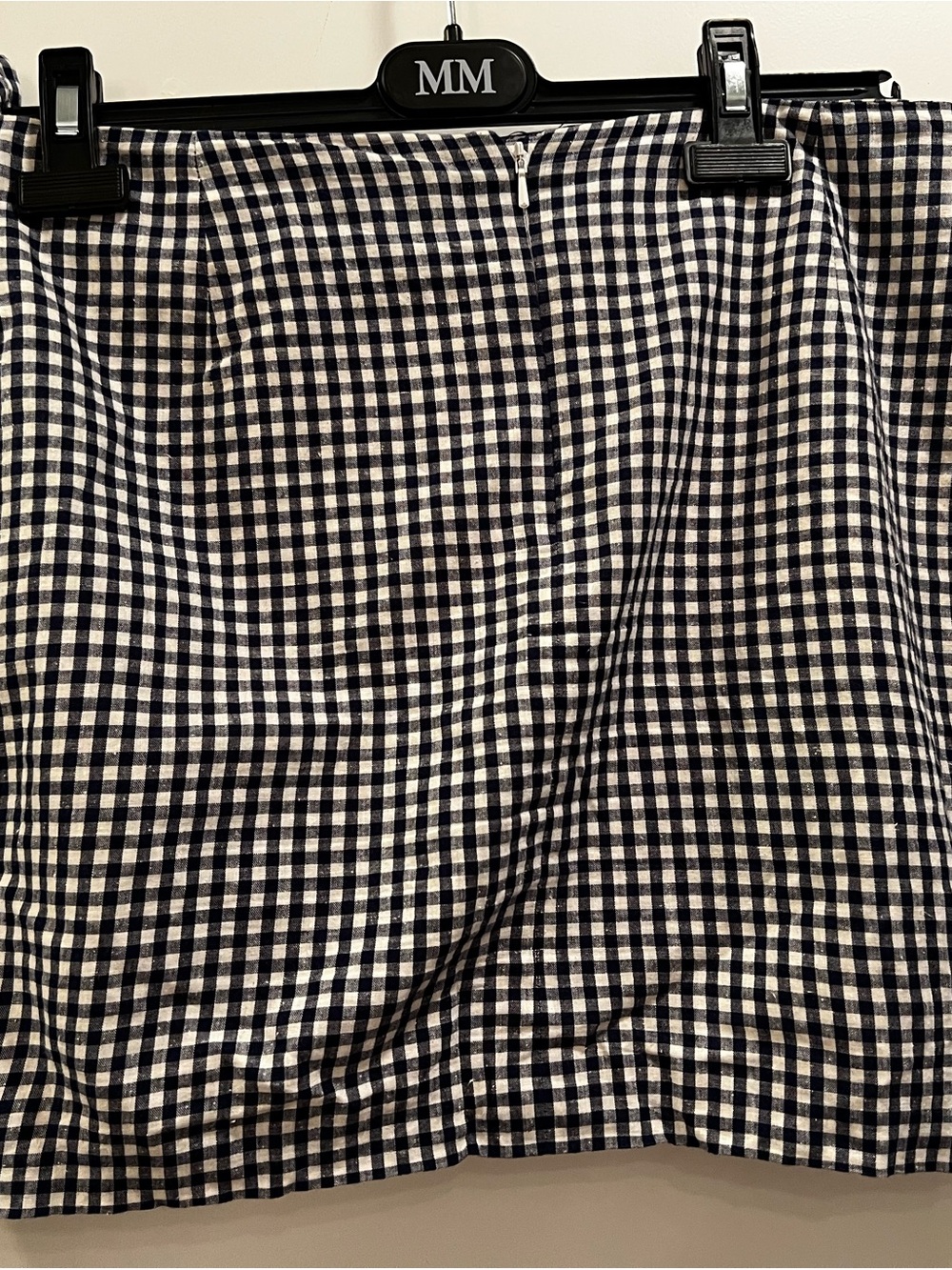 Sezane Navy & White Gingham Wrap Mini Skirt - Picture 5 of 6